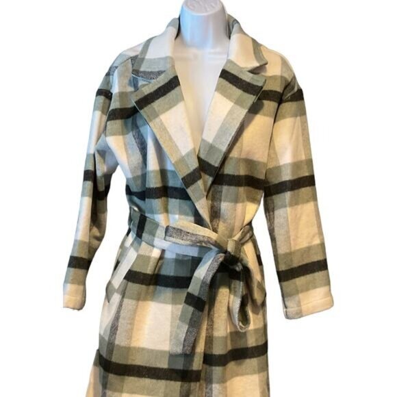 Carly Jean Los Angeles Plaid Belted Robe  80% Polyester & 20% Wool  Womens S - Picture 8 of 12
